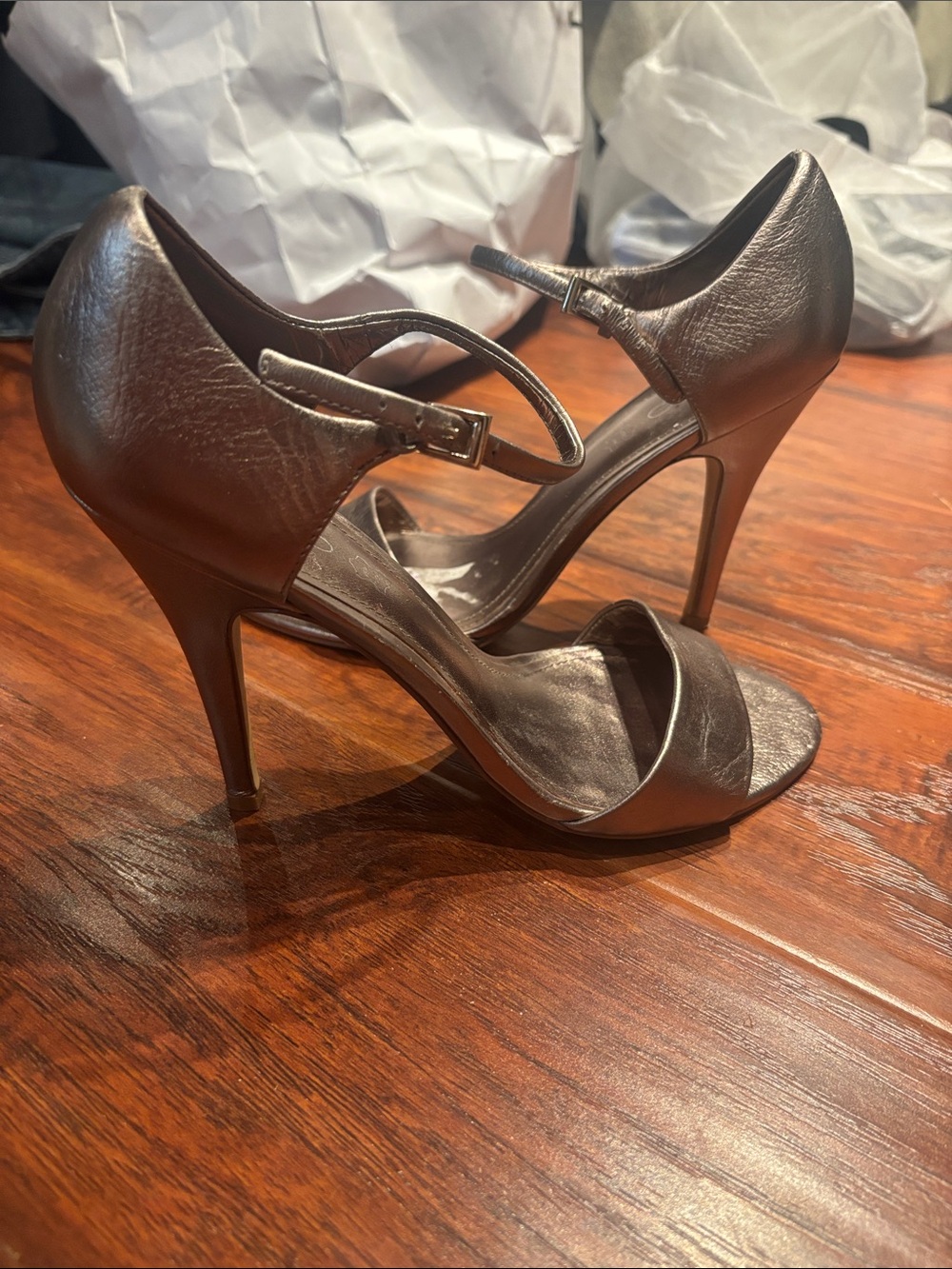 Aldo Metallic Brown Strappy Stiletto Sandals